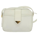 SAINT LAURENT Shoulder Bag Leather White Gold Auth BA4681-13
