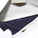 SAINT LAURENT Shoulder Bag Leather White Gold Auth BA4681-11