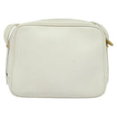 SAINT LAURENT Shoulder Bag Leather White Gold Auth BA4681-2