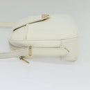 SAINT LAURENT Shoulder Bag Leather White Gold Auth BA4681-3