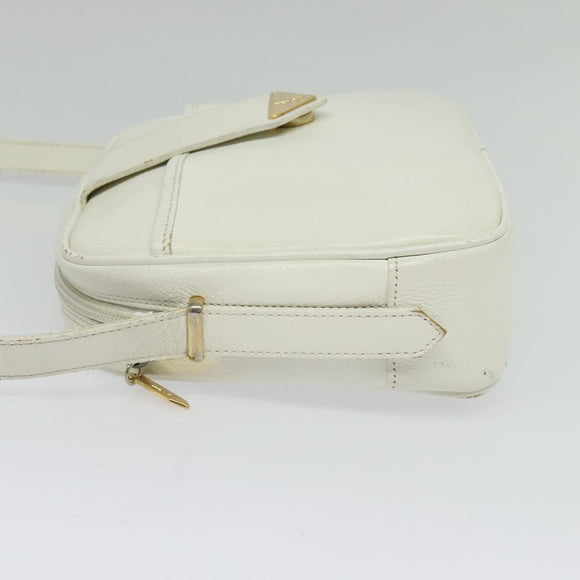 SAINT LAURENT Shoulder Bag Leather White Gold Auth BA4681