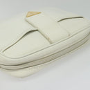 SAINT LAURENT Shoulder Bag Leather White Gold Auth BA4681-6