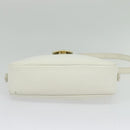 SAINT LAURENT Shoulder Bag Leather White Gold Auth BA4681-5