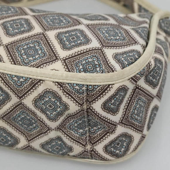 PRADA Shoulder Bag Nylon Beige Silver Auth BA4686