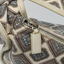 PRADA Shoulder Bag Nylon Beige Silver Auth BA4686-10