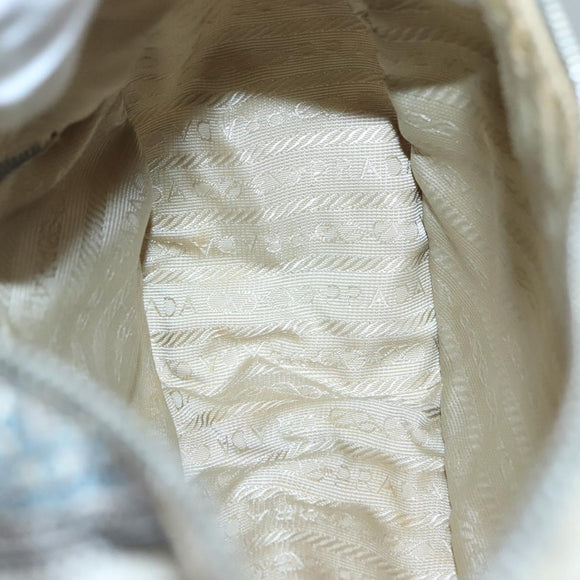 PRADA Shoulder Bag Nylon Beige Silver Auth BA4686