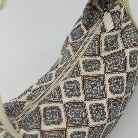 PRADA Shoulder Bag Nylon Beige Silver Auth BA4686