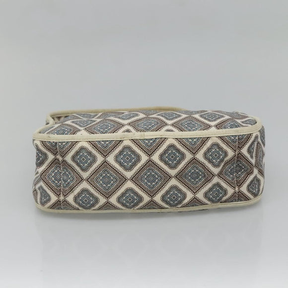 PRADA Shoulder Bag Nylon Beige Silver Auth BA4686