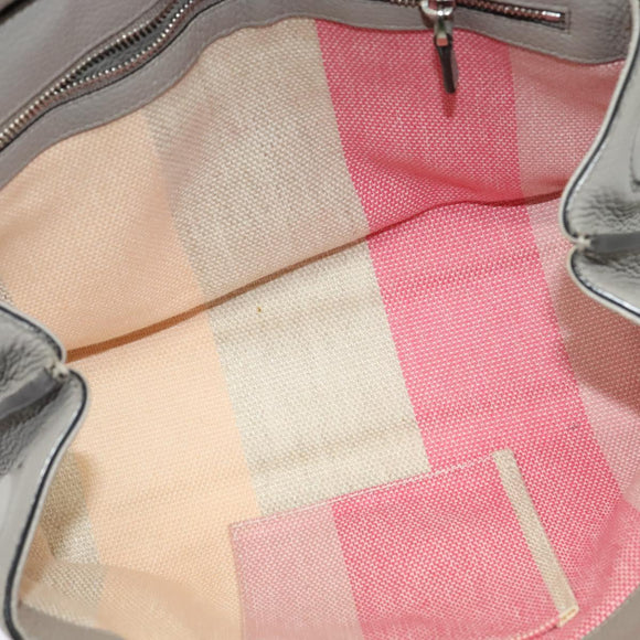 GUCCI Bamboo Daily Hand Bag Leather 2way Gray Silver 370831 Auth BA4687