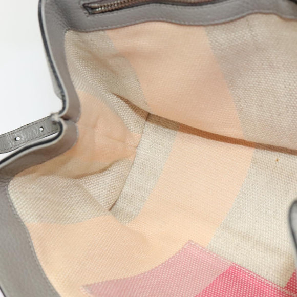 GUCCI Bamboo Daily Hand Bag Leather 2way Gray Silver 370831 Auth BA4687