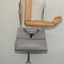 GUCCI Bamboo Daily Hand Bag Leather 2way Gray Silver 370831 Auth BA4687-22
