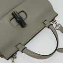 GUCCI Bamboo Daily Hand Bag Leather 2way Gray Silver 370831 Auth BA4687-6