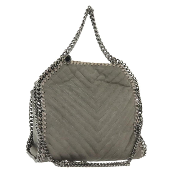 Stella MacCartney Falabella Chain Hand Bag Suede 2way Gray Silver Auth BA4688