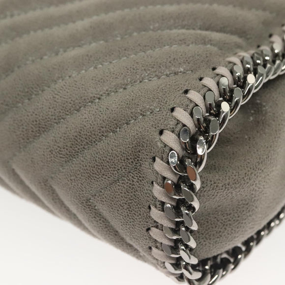 Stella MacCartney Falabella Chain Hand Bag Suede 2way Gray Silver Auth BA4688