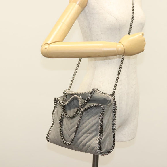 Stella MacCartney Falabella Chain Hand Bag Suede 2way Gray Silver Auth BA4688