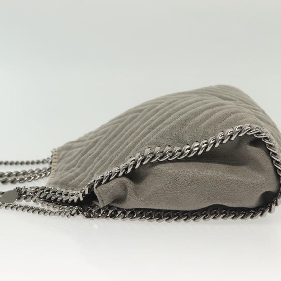 Stella MacCartney Falabella Chain Hand Bag Suede 2way Gray Silver Auth BA4688