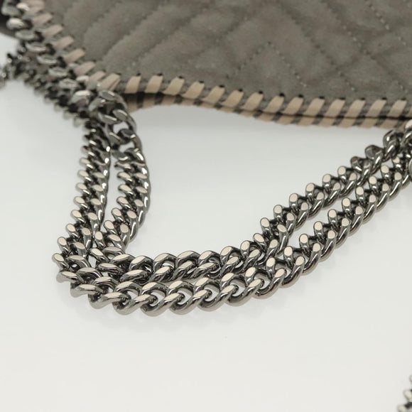 Stella MacCartney Falabella Chain Hand Bag Suede 2way Gray Silver Auth BA4688