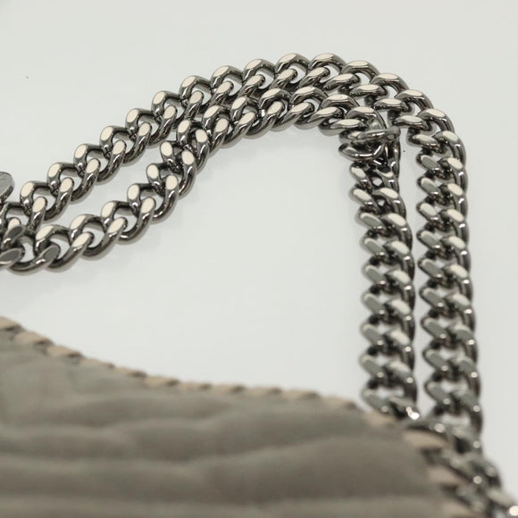 Stella MacCartney Falabella Chain Hand Bag Suede 2way Gray Silver Auth BA4688