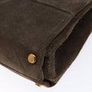 Salvatore Ferragamo Chain Hand Bag Suede Gray Gold Auth BA4690-14
