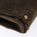 Salvatore Ferragamo Chain Hand Bag Suede Gray Gold Auth BA4690-16