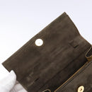 Salvatore Ferragamo Chain Hand Bag Suede Gray Gold Auth BA4690-10
