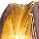 Salvatore Ferragamo Chain Hand Bag Suede Gray Gold Auth BA4690-18