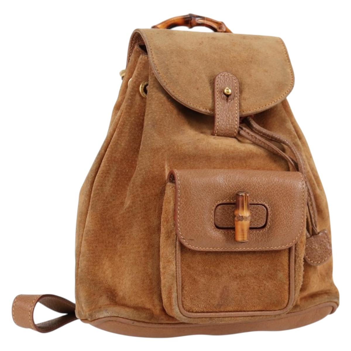 GUCCI Bamboo Backpack Suede Brown Gold 003 1705 0030 Auth  display picture 3