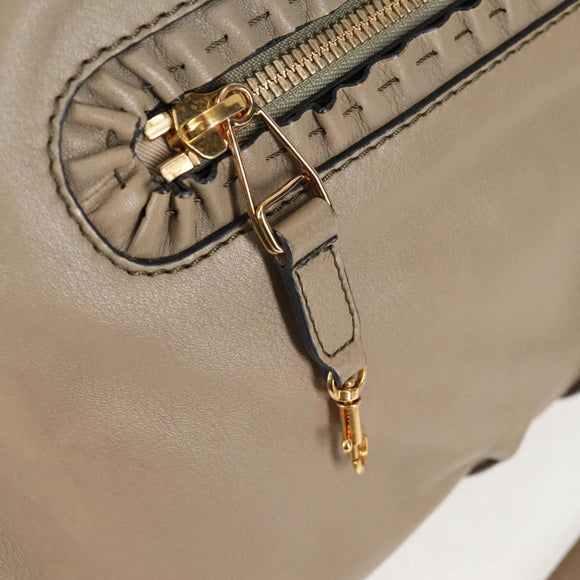 Chloe Margaret Hand Bag Leather 2way Gold olive Auth BA4692