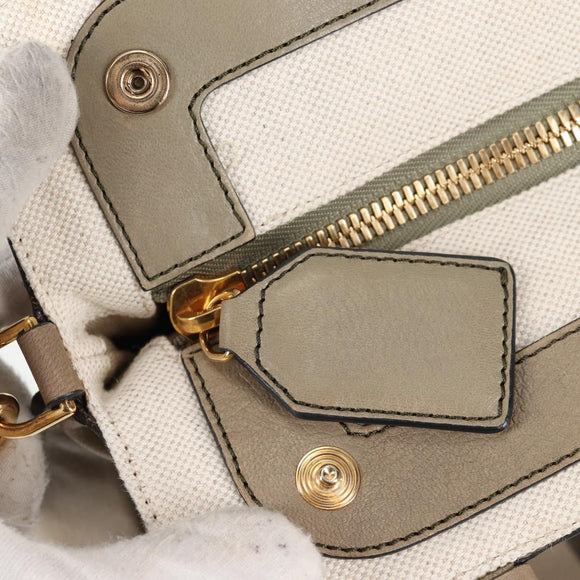 Chloe Margaret Hand Bag Leather 2way Gold olive Auth BA4692