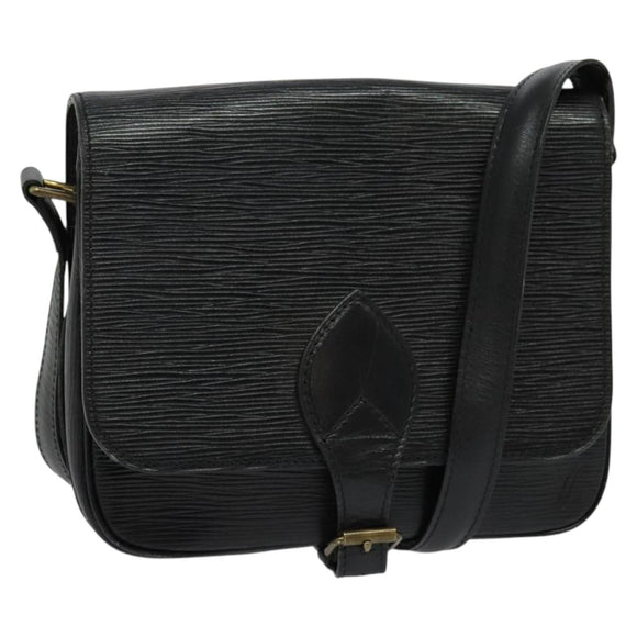 LOUIS VUITTON Epi Cartouchiere MM Shoulder Bag Black Noir M52242 LV Auth BA4693