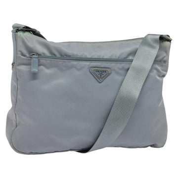 PRADA Shoulder Bag Nylon Light Blue Silver Auth BA4705