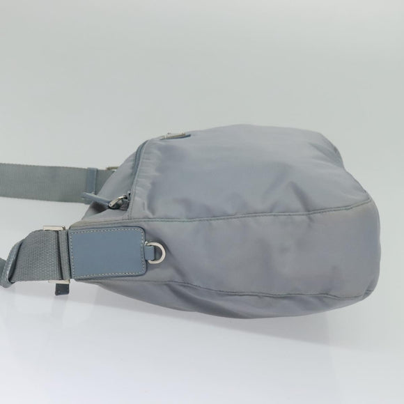 PRADA Shoulder Bag Nylon Light Blue Silver Auth BA4705