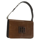 Salvatore Ferragamo Shoulder Bag Vinyl Brown Gold Auth BA4715-1