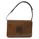 Salvatore Ferragamo Shoulder Bag Vinyl Brown Gold Auth BA4715-2