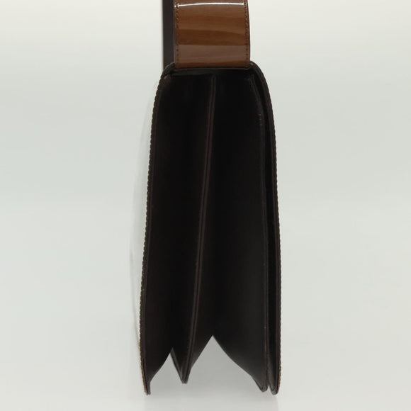 Salvatore Ferragamo Shoulder Bag Vinyl Brown Gold Auth BA4715