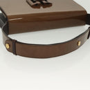 Salvatore Ferragamo Shoulder Bag Vinyl Brown Gold Auth BA4715-7