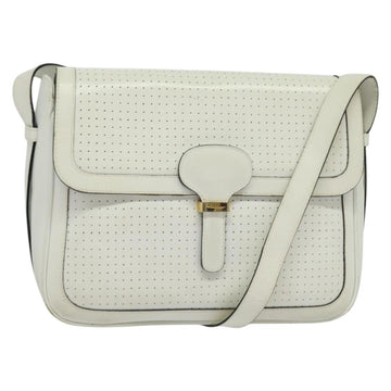 Salvatore Ferragamo Shoulder Bag Leather White Gold Auth BA4716