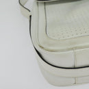 Salvatore Ferragamo Shoulder Bag Leather White Gold Auth BA4716-9