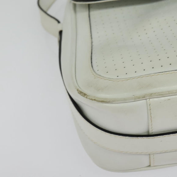 Salvatore Ferragamo Shoulder Bag Leather White Gold Auth BA4716