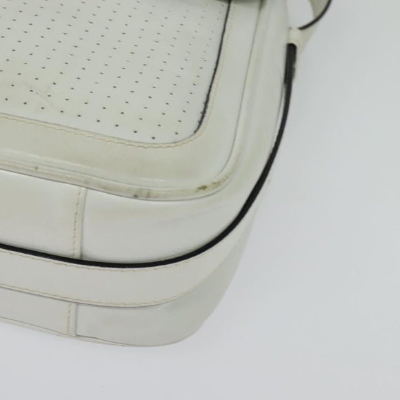 Salvatore Ferragamo Shoulder Bag Leather White Gold Auth BA4716