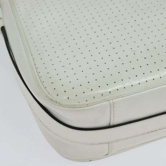 Salvatore Ferragamo Shoulder Bag Leather White Gold Auth BA4716