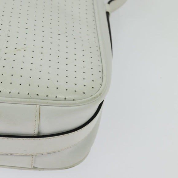 Salvatore Ferragamo Shoulder Bag Leather White Gold Auth BA4716