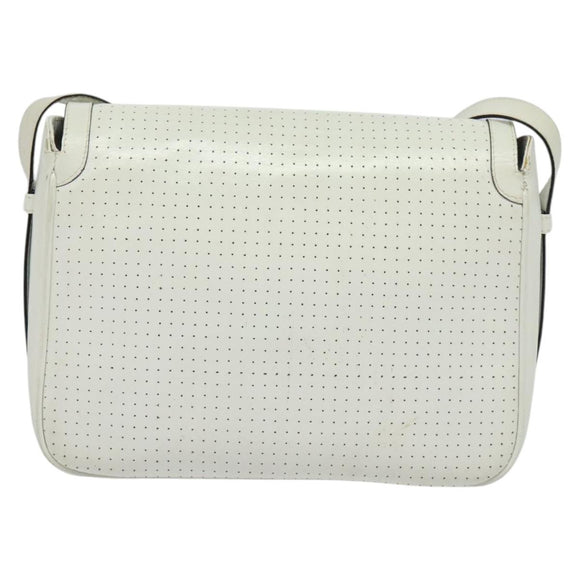 Salvatore Ferragamo Shoulder Bag Leather White Gold Auth BA4716
