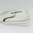 Salvatore Ferragamo Shoulder Bag Leather White Gold Auth BA4716-3