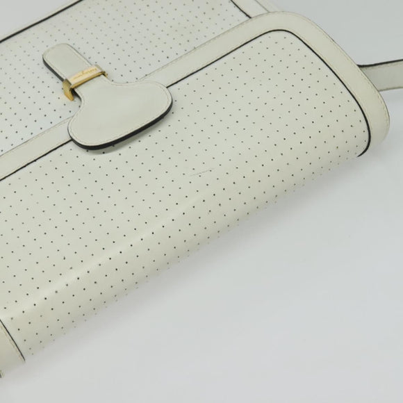Salvatore Ferragamo Shoulder Bag Leather White Gold Auth BA4716