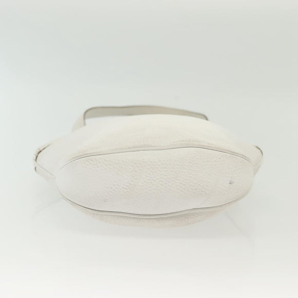 BURBERRY Shoulder Bag Leather White Silver Auth BA4718