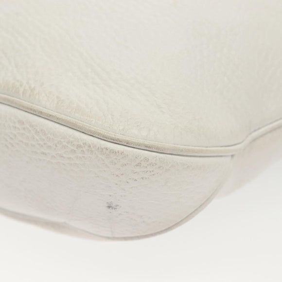 BURBERRY Shoulder Bag Leather White Silver Auth BA4718