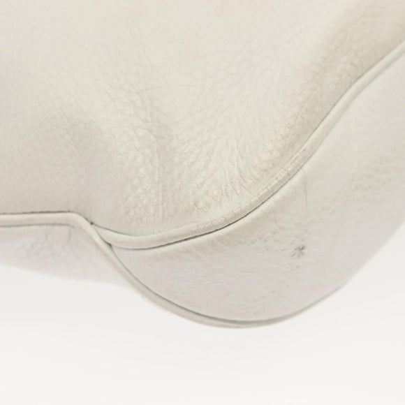 BURBERRY Shoulder Bag Leather White Silver Auth BA4718