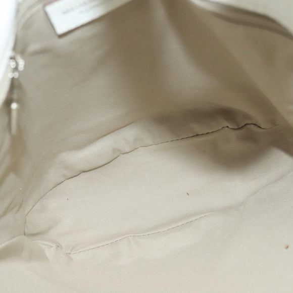 BURBERRY Shoulder Bag Leather White Silver Auth BA4718