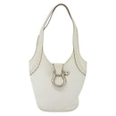 BURBERRY Shoulder Bag Leather White Silver Auth BA4718-13